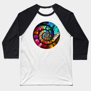 Rainbow Spiral Stained Glass Baseball T-Shirt